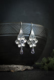 Daffodil flower earrings Silver botanical jewelry Floral bridal earrings