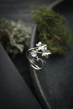 Ivy silver ring adjustable, Elven leaf ring, Botanical silversmithing