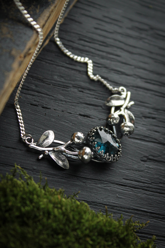 Blueberries necklace silver Plant jewelry Berries jewelry Forest elven necklace Woodland jewelry