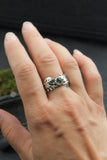Monstera leaves ring Silver plant agate moss ring