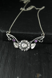 Sunflower necklace Plant jewelry Floral elven pendant