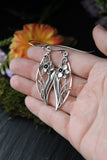 Daffodil silver earrings Floral jewelry Bridal earrings