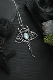 Manta ray silver pendant with moonstone Wire wrapped jewelry Nautical necklace