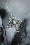 Manta ray silver pendant with moonstone Wire wrapped jewelry Nautical necklace