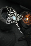 Manta ray silver pendant with moonstone Wire wrapped jewelry Nautical necklace