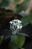 Ivy leaves ring, Sterling silver, Elven proposal ring