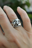 Ivy leaves ring, Sterling silver, Elven proposal ring