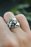 Ivy leaves ring, Sterling silver, Elven proposal ring