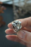 Ivy leaves ring, Sterling silver, Elven proposal ring
