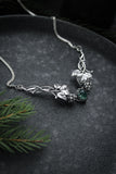 Raspberry Sterling Silver Necklace, Forest wedding Jewelry, Elven pendant