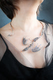 Dragon silver necklace, Fantasy gothic jewelry, Wire wrapped pendant