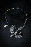 Dragon silver necklace, Fantasy gothic jewelry, Wire wrapped pendant