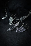 Dragon silver necklace, Fantasy gothic jewelry, Wire wrapped pendant