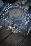 Dragon silver necklace, Fantasy gothic jewelry, Wire wrapped pendant