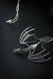Dragon silver necklace, Fantasy gothic jewelry, Wire wrapped pendant