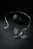 Dragon silver necklace, Fantasy gothic jewelry, Wire wrapped pendant