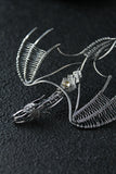 Dragon silver necklace, Fantasy gothic jewelry, Wire wrapped pendant
