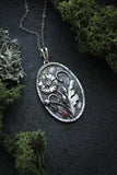 Silver Poppy pendant Oval floral Jewelry