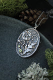 Silver Poppy pendant Oval floral Jewelry