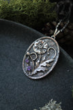 Silver Poppy pendant Oval floral Jewelry