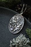 Silver Poppy pendant Oval floral Jewelry