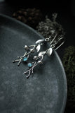 Blueberry earrings Sterling silver plant jewelry Elven wedding