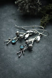 Blueberry earrings Sterling silver plant jewelry Elven wedding
