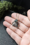 Monstera leaf silver pendant with Moss Agate Botanical jewelry
