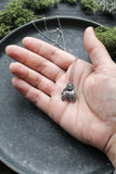 Monstera leaf silver pendant with Moss Agate Botanical jewelry