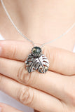 Monstera leaf silver pendant with Moss Agate Botanical jewelry