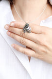 Monstera leaf silver pendant with Moss Agate Botanical jewelry