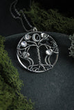 Yggdrasil with moon Silver pendant Elven jewelry Forest necklace
