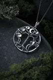 Yggdrasil with moon Silver pendant Elven jewelry Forest necklace