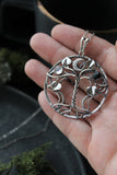 Yggdrasil with moon Silver pendant Elven jewelry Forest necklace