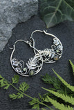 Fern leaf and Forget-me-not hoop earrings Elven jewelry Silver, tourmaline