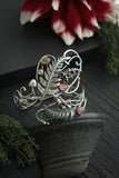 Foxglove and fern silver bracelet with tourmaline Elven jewelry