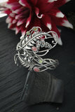 Foxglove and fern silver bracelet with tourmaline Elven jewelry