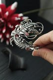 Foxglove and fern silver bracelet with tourmaline Elven jewelry