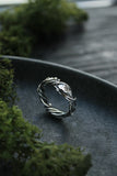 Elven Oak Ring, Sterling Silver Unisex Ring