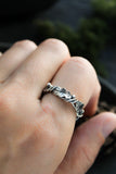 Elven Oak Ring, Sterling Silver Unisex Ring
