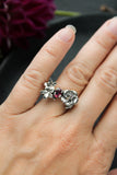Hibiscus fand Impala lily silver ring Botanical jewelry Floral proposal ring