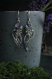 Lavender Flower Silver Earrings with Amethyst – Elven Botanical Jewelry