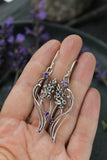 Lavender Flower Silver Earrings with Amethyst – Elven Botanical Jewelry