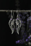 Lavender Flower Silver Earrings with Amethyst – Elven Botanical Jewelry