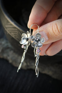 Blossom flower earrings Bridal jewelry Wedding silversmithing