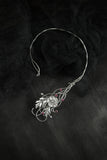 Poppy silver jewelry Open necklace Wedding floral jewelry