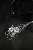 Poppy silver jewelry Open necklace Wedding floral jewelry