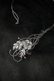 Poppy silver jewelry Open necklace Wedding floral jewelry