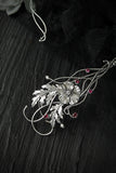 Poppy silver jewelry Open necklace Wedding floral jewelry