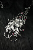 Poppy silver jewelry Open necklace Wedding floral jewelry